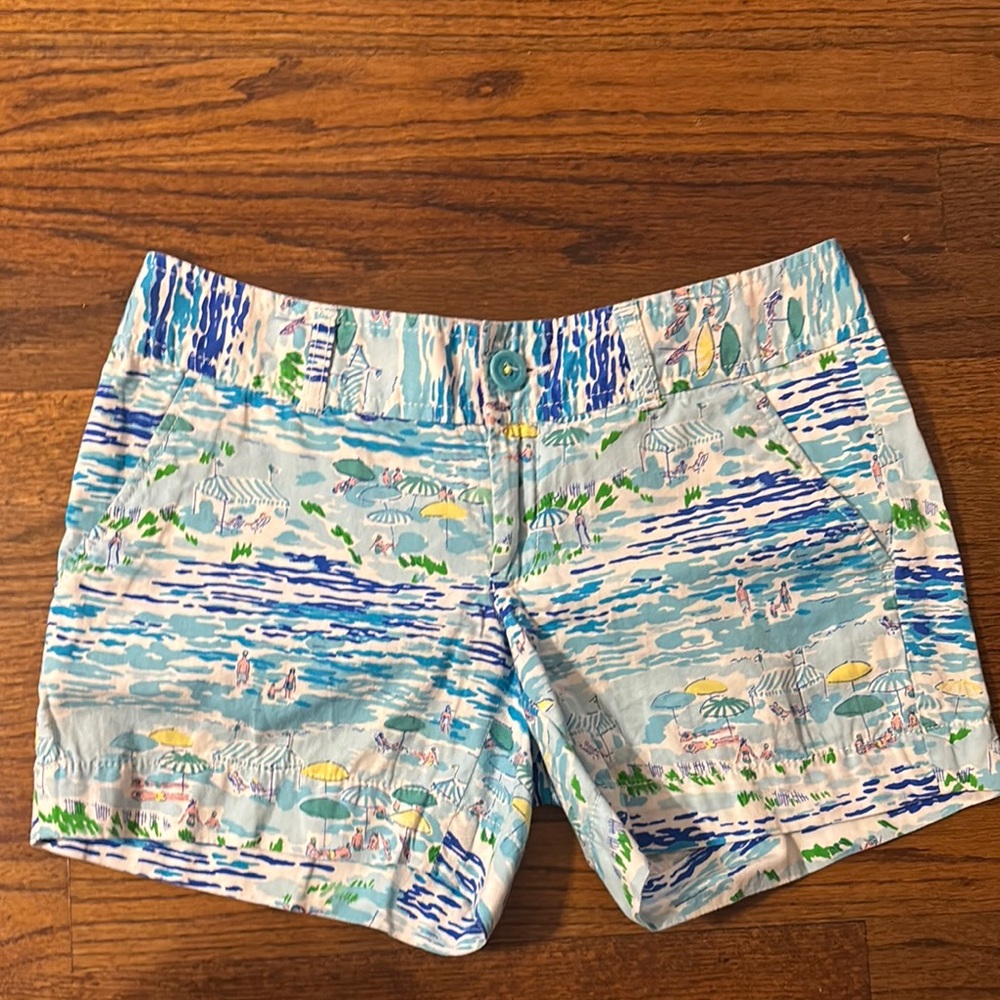 Women's Blue Patterned Shorts